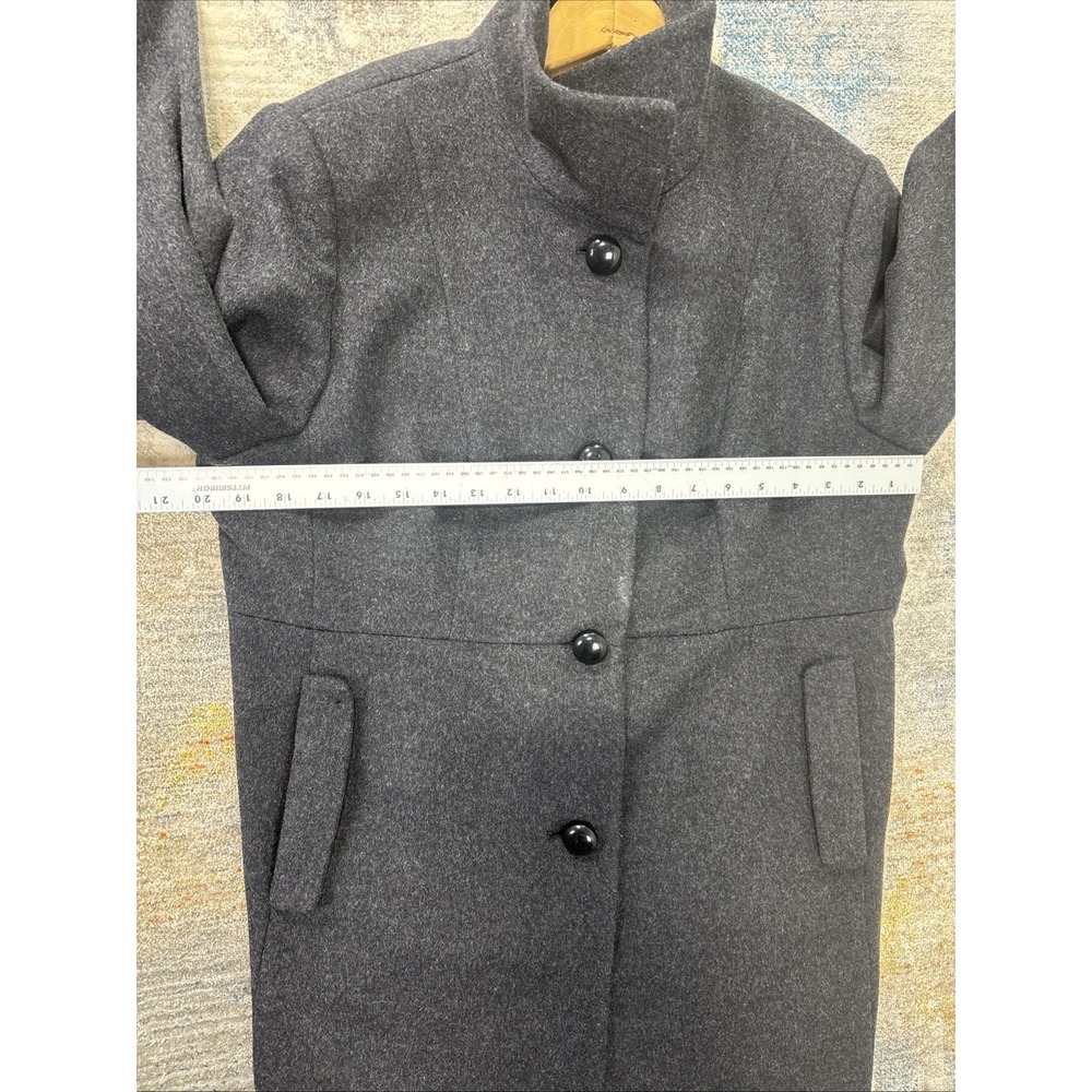 Vintage Jonathan Michael Women's Lambswool Herringbone Overcoat Gray Long Coat - Picture 4 of 11